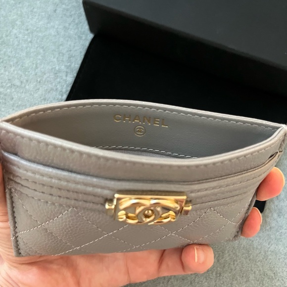 CHANEL Boy Card Case Wallet grey caviar leather - Picture 8 of 12